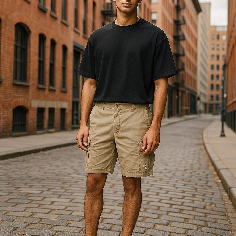 The North Face Mens Size XL Beige Tan Outdoor Hiking Camp Pockets Cargo Shorts